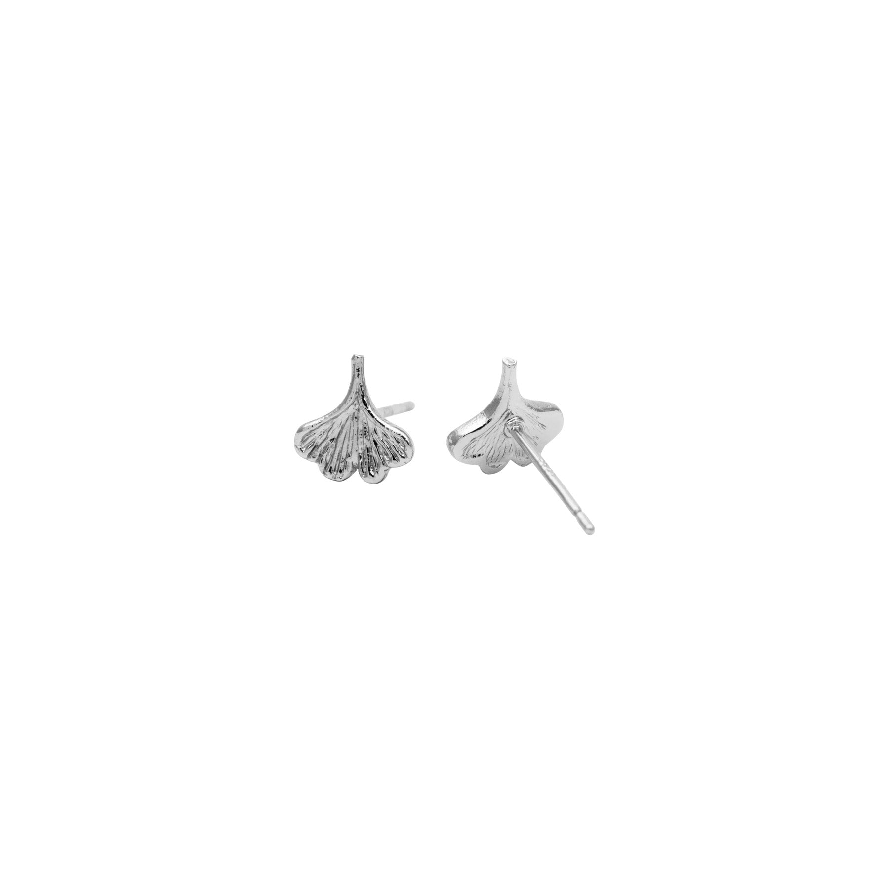 Boucles d'oreilles en forme de feuille de ginko biloba argent