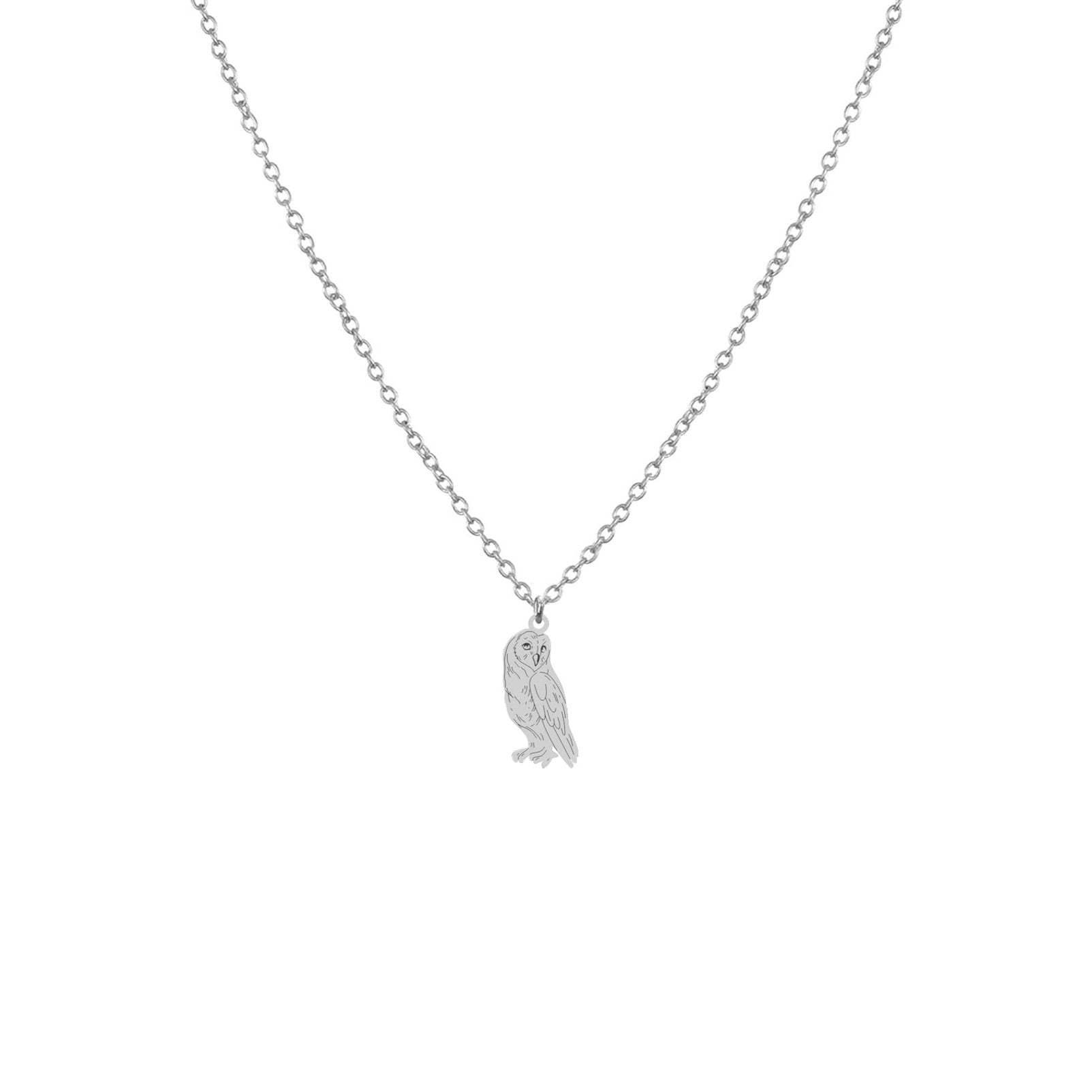 Collier argent avec pendentif de chouette gravée