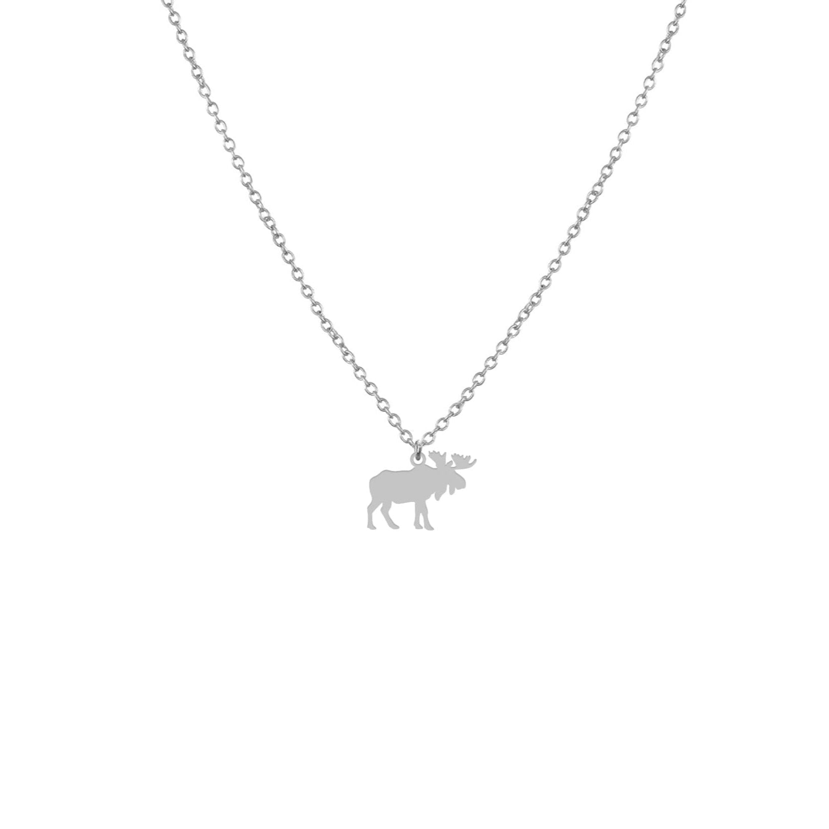 Collier pendentif d'orignal argent