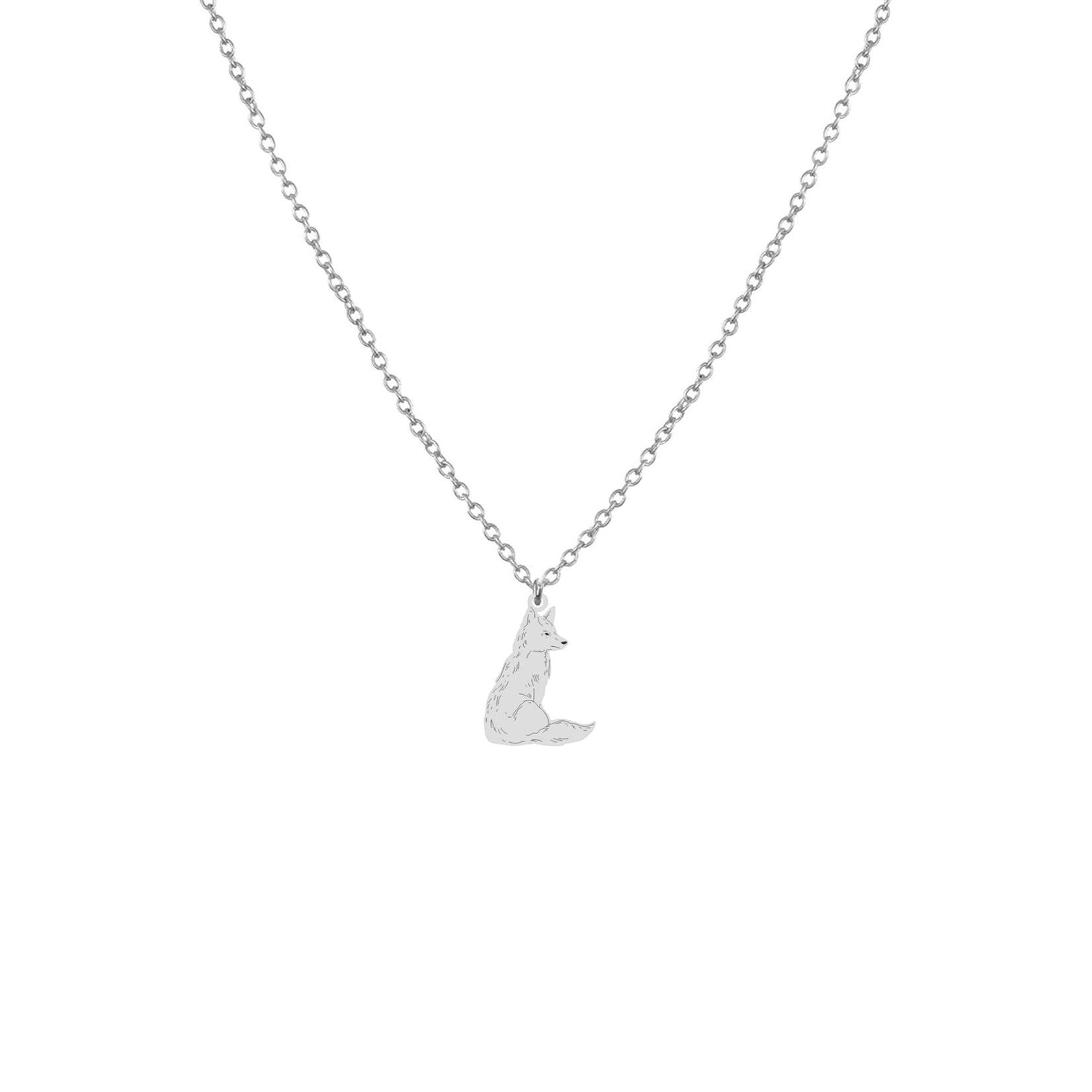 Collier argent avec un pendentif de renard gravé